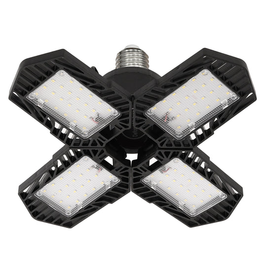 YANSUN 4-Leaf Garage Light, 6000K Cool White, Black Finish