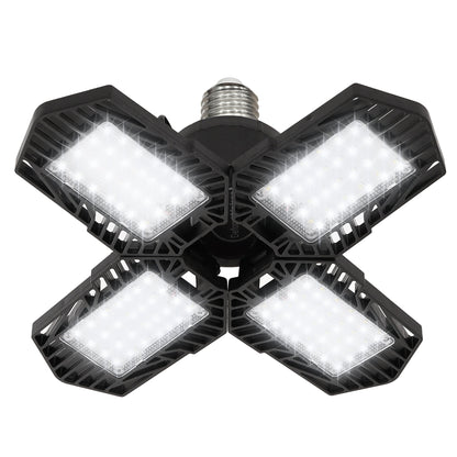 Ultra Bright Garage LED Light ??¡§?C 60W, Adjustable 4-Leaf Panels, 6500K Daylight, Tool-Free Install
