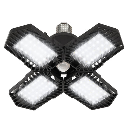 11 in. 60-Watt Black Motion Sensor LED Flush Mount Adjustable LED Garage Light with Foldable Panels