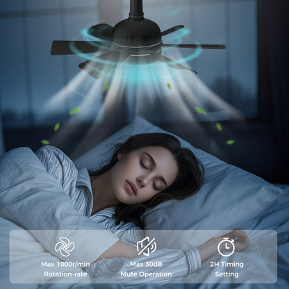 18 in. Indoor Black Standard Ceiling Fan with Adjustable White Integrated LED Flush Mount Light