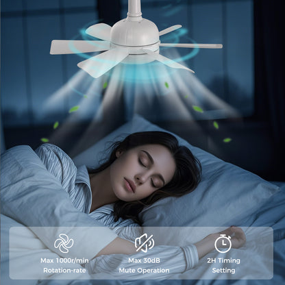 18 in. Indoor White Standard Ceiling Fan with Adjustable White Integrated LED Flush Mount Light