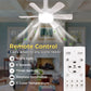 YANSUN 6-Leaf Garage Light with White Finish, Adjustable 3-Color Lighting and 6-Speed Fan Control