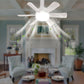 YANSUN 6-Leaf Garage Light with White Finish, Adjustable 3-Color Lighting and 6-Speed Fan Control