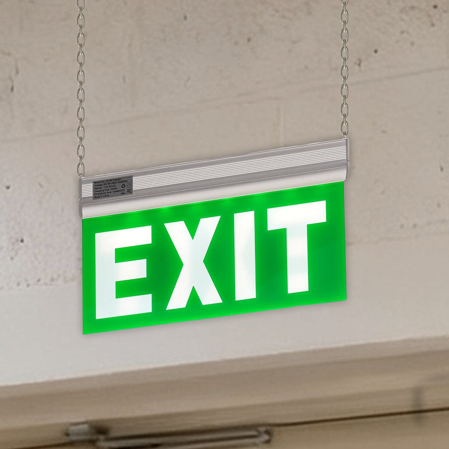 YANSUN Exit Sign with Aluminum Housing, Emergency Identification Function, Professional Safety Device for Various Settings