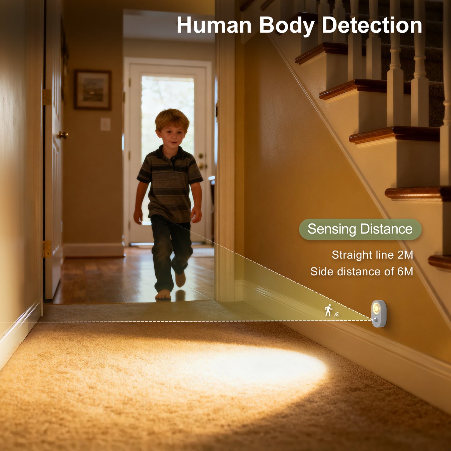 YANSUN 2.6 in. 0.6W 1-Light Cat-Eye Motion Sensor Integrated LED Under Cabinet Light with Remote Control,Wireless 6-Pack