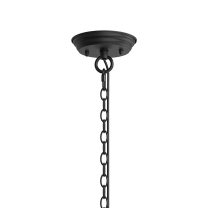 YANSUN Outdoor 1-Light Rectangular Pendant Light with Glass Shade, 13.8in Black Metal Lantern Hanging Light, E26 Base Exterior Porch Light with Chain