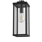 YANSUN Outdoor 1-Light Rectangular Pendant Light with Glass Shade, 13.8in Black Metal Lantern Hanging Light, E26 Base Exterior Porch Light with Chain
