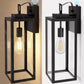 YANSUN 16 in. 1-Light Matte Black Light Control Rectangular Outdoor Wall Sconce with Clear Glass Shades E26 Socket 2-Pack
