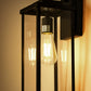 YANSUN 16 in. 1-Light Matte Black Light Control Rectangular Outdoor Wall Sconce with Clear Glass Shades E26 Socket 2-Pack