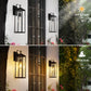 YANSUN 16 in. 1-Light Matte Black Light Control Rectangular Outdoor Wall Sconce with Clear Glass Shades E26 Socket 2-Pack