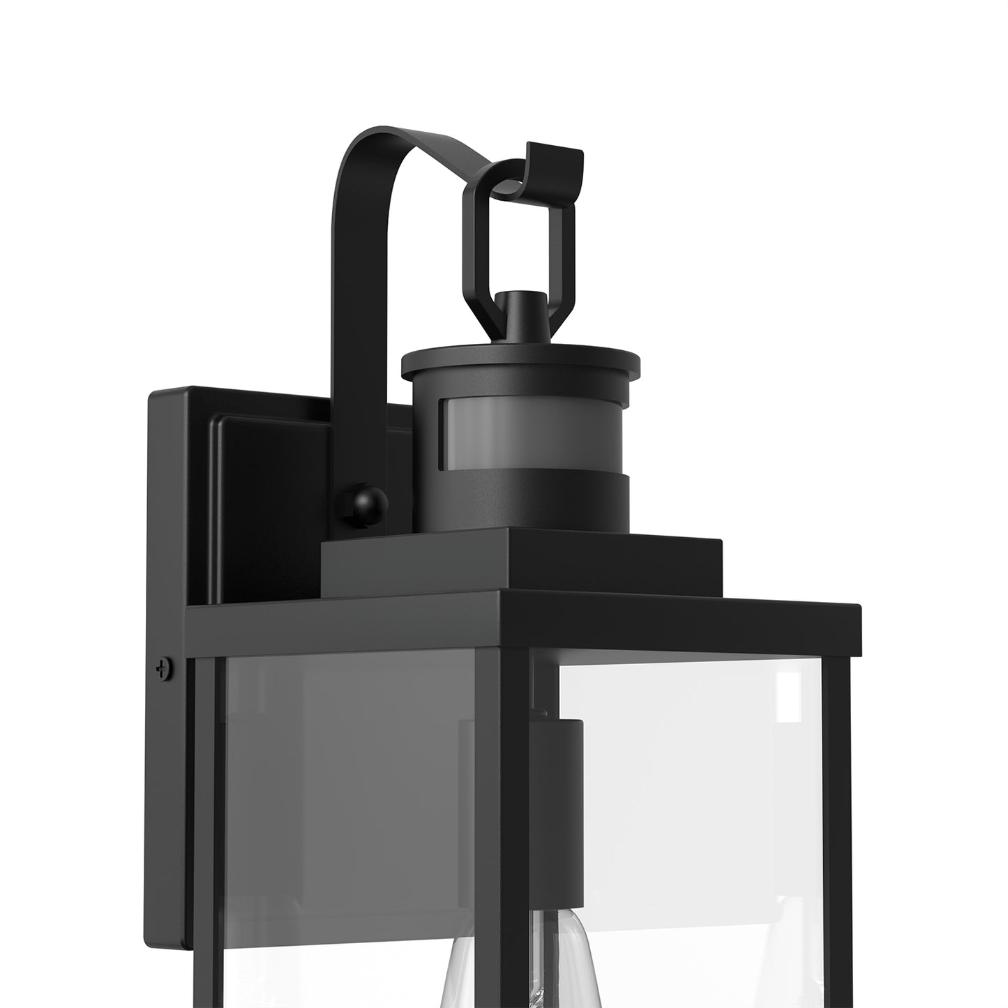 YANSUN 2-Pack Outdoor Wall Sconce, 20 Inch Black Exterior Wall Light with Square Clear Glass and Motion Sensor, E26 Base, IP23