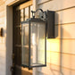 YANSUN Outdoor Wall Light with Clear Rectangular Glass Shade Black E26 Bulb Not Included