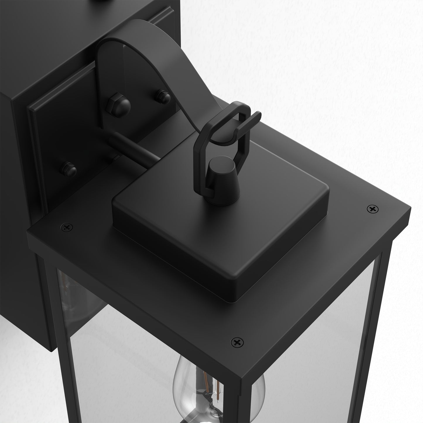 YANSUN Clear Rectangular Outdoor Wall Light with Upward Hook Square Frame, Non-Integrated Bulb, E26 Socket