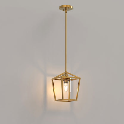 YANSUN 41. 7in Industrial 1-Light Lantern Shape Pendant Light with Clear Glass for Kitchen Diningroom Bulbs Not Included