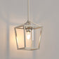 7 in. 1-Light Brushed Nickel Modern Farmhouse Cage Lantern Pendant with Clear Glass