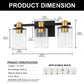 YANSUN 20 in. 3-Light Black Gold Vanity Light with Clear Cylinder Glass Shades Modern Bathroom Wall Fixture