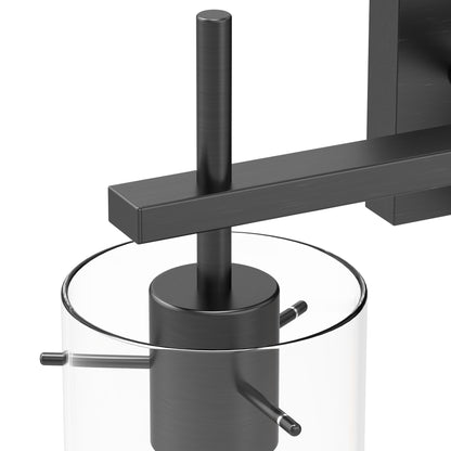 YANSUN 3-Head Black Bathroom Vanity Light with E26 Sockets, Non-Integrated Bulbs, Three-Hole Pierced Glass Shade