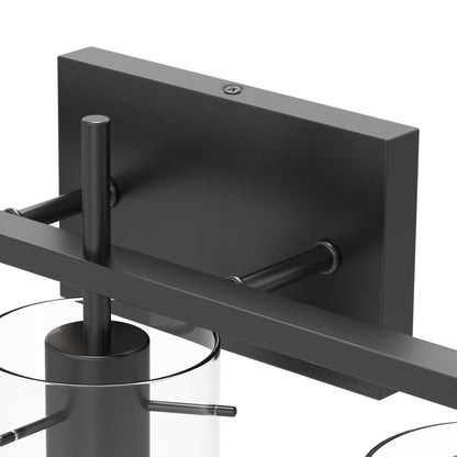 YANSUN 3-Head Black Bathroom Vanity Light with E26 Sockets, Non-Integrated Bulbs, Three-Hole Pierced Glass Shade