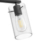 YANSUN 3-Head Black Bathroom Vanity Light with E26 Sockets, Non-Integrated Bulbs, Three-Hole Pierced Glass Shade