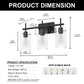 YANSUN 3-Head Black Bathroom Vanity Light with E26 Sockets, Non-Integrated Bulbs, Three-Hole Pierced Glass Shade