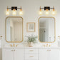 20 in. 3-Light Bathroom Fixture, Black and Gold Metal Vanity Light Frame with Clear Glass Shades