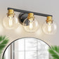 YANSUN 19 in. Black and Gold 3-Light Bathroom Vanity Light, LED Powder Room Lighting with Clear Globe Shades for Dressers
