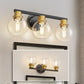 YANSUN 19 in. Black and Gold 3-Light Bathroom Vanity Light, LED Powder Room Lighting with Clear Globe Shades for Dressers