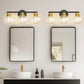 YANSUN 19 in. Black and Gold 3-Light Bathroom Vanity Light, LED Powder Room Lighting with Clear Globe Shades for Dressers