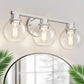 YANSUN 19 in. 3-Light Brushed Nickel Bathroom Vanity Light, Powder Room Lighting with Clear Globe Shades for Bathroom Dressers