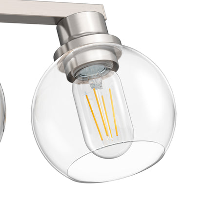 YANSUN 19 in. 3-Light Brushed Nickel Bathroom Vanity Light, Powder Room Lighting with Clear Globe Shades for Bathroom Dressers