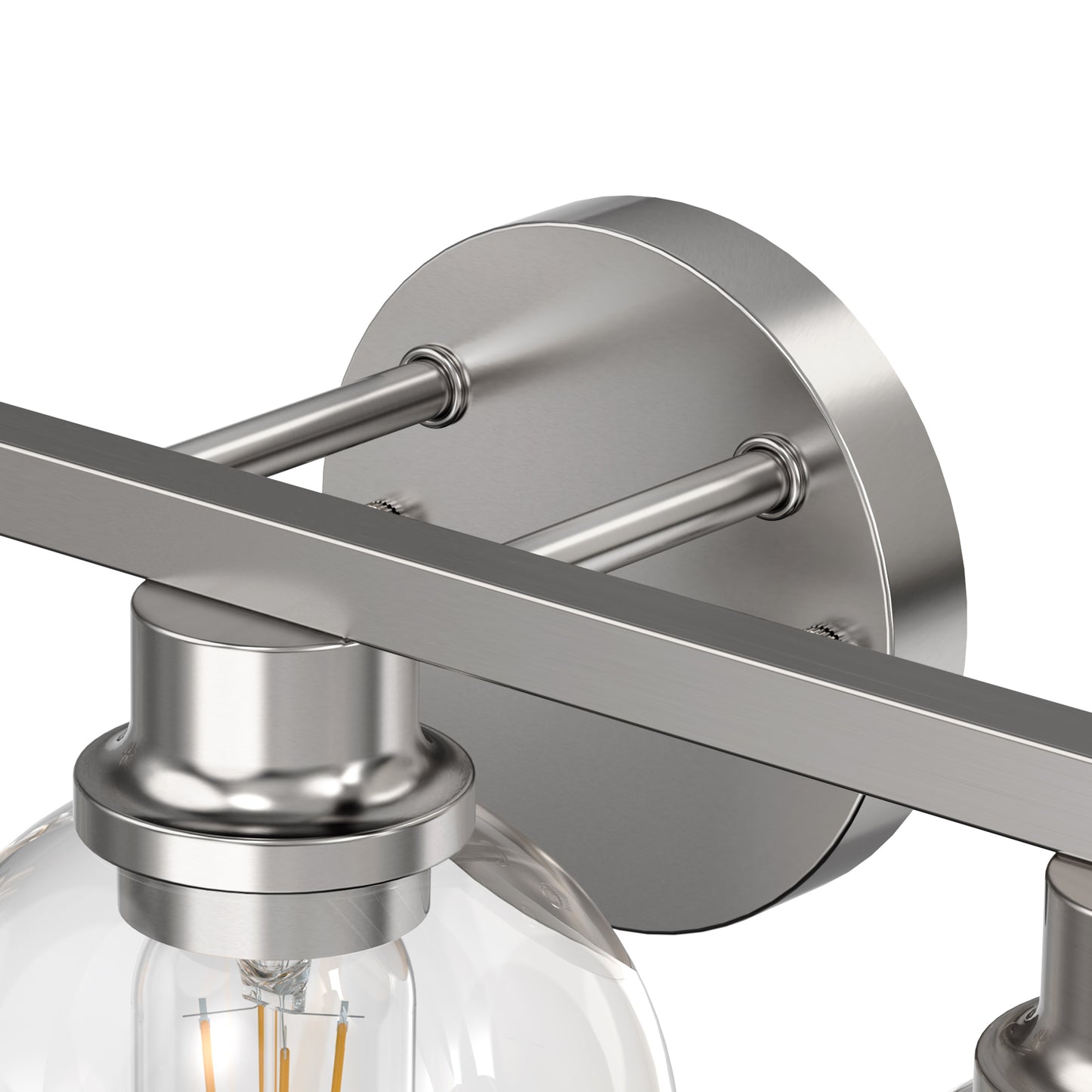 YANSUN 19 in. 3-Light Brushed Nickel Bathroom Vanity Light, Powder Room Lighting with Clear Globe Shades for Bathroom Dressers