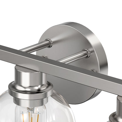 YANSUN 19 in. 3-Light Brushed Nickel Bathroom Vanity Light, Powder Room Lighting with Clear Globe Shades for Bathroom Dressers