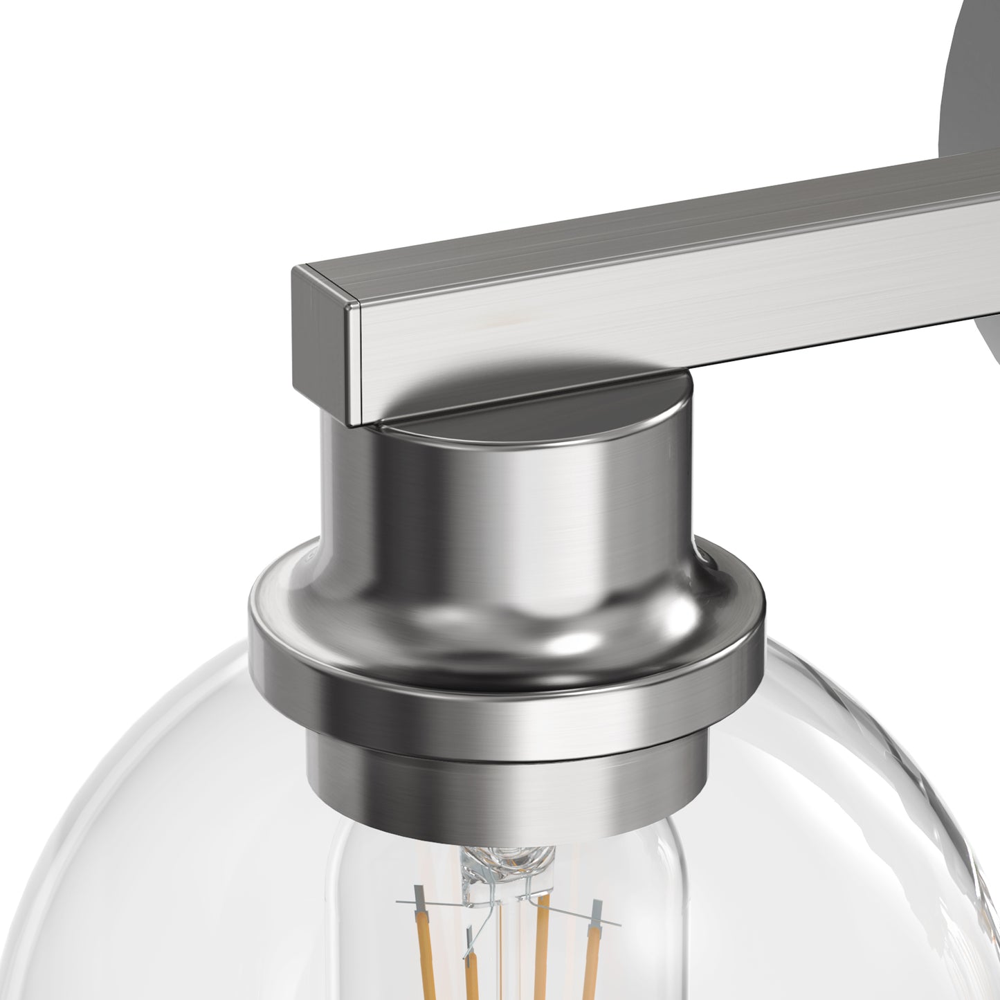 YANSUN 19 in. 3-Light Brushed Nickel Bathroom Vanity Light, Powder Room Lighting with Clear Globe Shades for Bathroom Dressers
