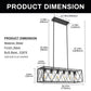 6-Light Modern Rectangle Chandelier for Dining Room - Large Black Farmhouse Kitchen Island Light Fixture
