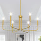 28 in. 6-Light Gold Farmhouse Rustic Candle Ceiling Chandelier Light, Adjustable Height for Dining Room