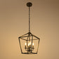 8 in. 4-Light Black Geometric Open Cage Pendant Light, Chandelier for Dining Room, House Foyer