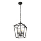 8 in. 4-Light Black Geometric Open Cage Pendant Light, Chandelier for Dining Room, House Foyer