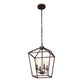YANSUN 4-Light Farmhouse Iron Birdcage Oil Rubbed Bronze Chandelier with Metal Latern Shade, for Kitchen Dining Room
