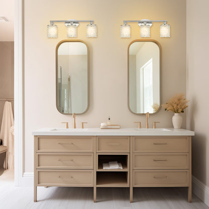 Crystal Bathroom Light fixtures Or 3 Light Wall Sconces Matte Black Round Base with Modern Style Crystal Pendant (Sliver)