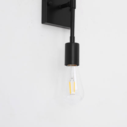 YANSUN (2-Pack) 14.5 in. 2-Light Black Industrial Wall Sconce, E26 Base, for Bedroom, Living Room, Hallway, No Bulbs