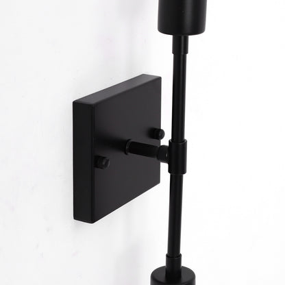 YANSUN (2-Pack) 14.5 in. 2-Light Black Industrial Wall Sconce, E26 Base, for Bedroom, Living Room, Hallway, No Bulbs