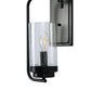 YANSUN 7 in.1-Light Black Wall Sconce with Seeded Glass Shade (Bulbs Not Included)