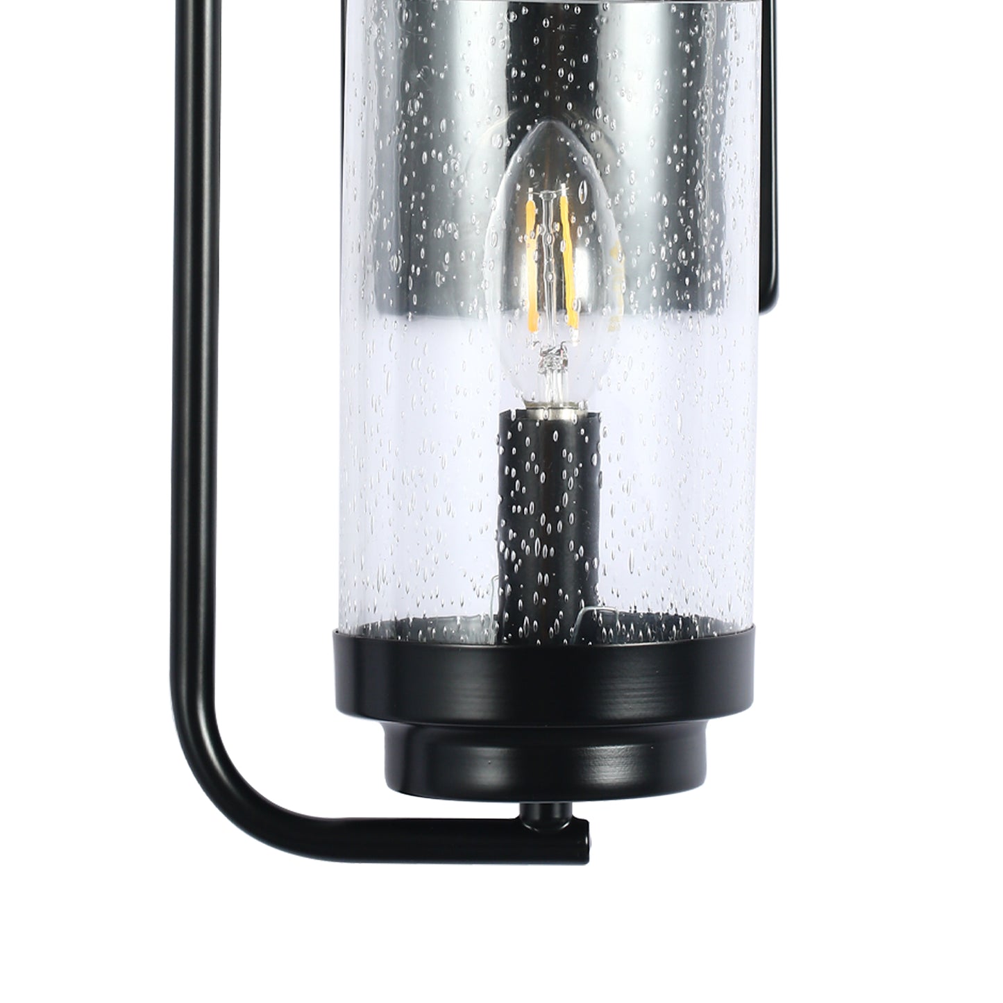YANSUN 7 in.1-Light Black Wall Sconce with Seeded Glass Shade (Bulbs Not Included)