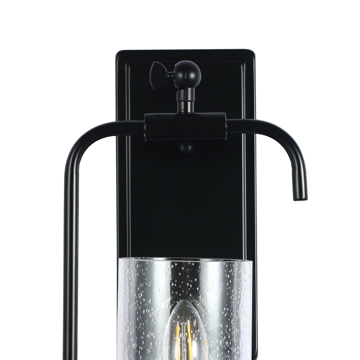 YANSUN 7 in.1-Light Black Wall Sconce with Seeded Glass Shade (Bulbs Not Included)