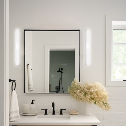 24 in. 1-Light Integrated LED Matte Black Modern Rectangle Vanity Light Bar Wall Fixture for Bathroom Mirror (2-Pack)