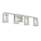 26 in. 28-Watt 4-Light Brushed Nickel Crystal LED Integrated Vanity Light for Bathroom, 3000/4000/6000K Adjustable