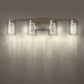 26 in. 28-Watt 4-Light Brushed Nickel Crystal LED Integrated Vanity Light for Bathroom, 3000/4000/6000K Adjustable