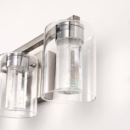 26 in. 28-Watt 4-Light Brushed Nickel Crystal LED Integrated Vanity Light for Bathroom, 3000/4000/6000K Adjustable