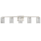 33 in. 35-Watt 5-Light Brushed Nickel Crystal LED Integrated Vanity Light for Bathroom, 3000/4000/6000K Adjustable