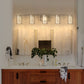 33 in. 35-Watt 5-Light Brushed Nickel Crystal LED Integrated Vanity Light for Bathroom, 3000/4000/6000K Adjustable